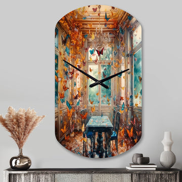 Dreamy Butterfly Room - Asymmetric Metal Wall Clock